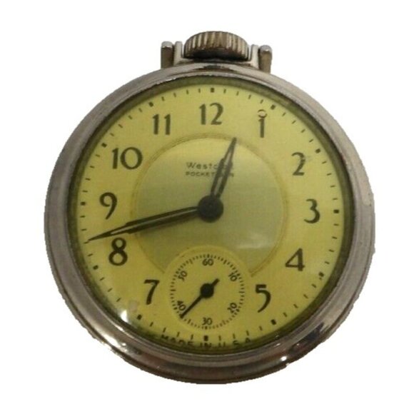 WESTCLOX Pocket Ben vintage analog wind up pocket watch approx 1 7/8" across USA - Picture 2 of 3